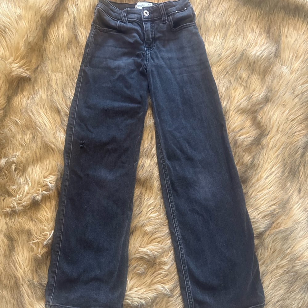 Abercrombie Kids Black High Rise Wide Leg Jeans (Long)